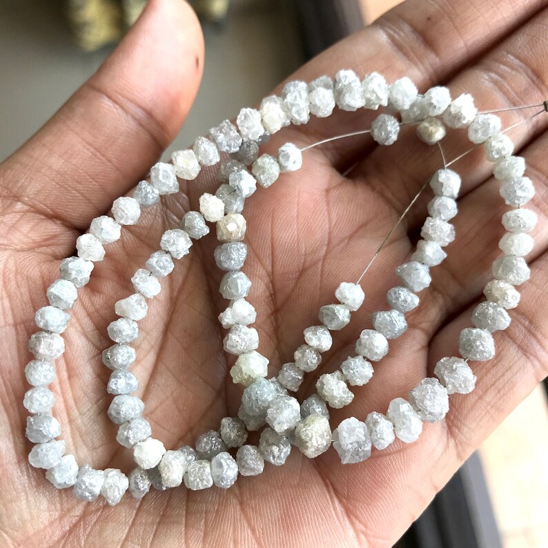 8 Inches Natural Raw Rough Perfect Round Diamond Beads 3.5mm Etsy