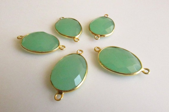 5 Passants Sertis Pour Pierre 20x10mm – Calcédoine – Plaqué Or – Pour Création De Bijoux