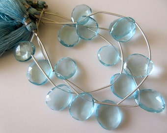 5 sztuk 15 mm do 18 mm każdy Hydro Quartz Blue Topaz Color Rose Cut Side Drilled Faceted Flat Back Loose Cabochons RR8/1