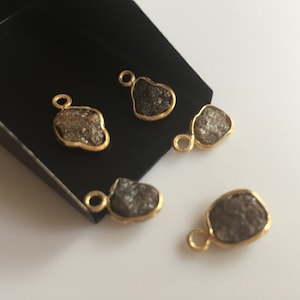 2 Pieces Brown Diamond Connector, Single Loop, 925 Silver Connectors, Rough Diamond, Raw Diamond Connectors, Uncut Diamond, 7mm Approx