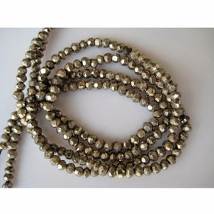 Natural Pyrite Micro Faceted Rondelle Beads, 3.5mm Beads, 13 Inch Strand, Wholesale Beads image 1