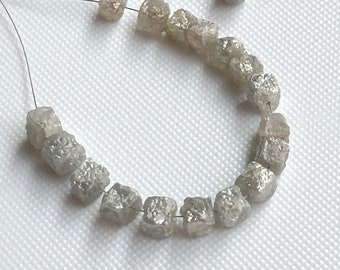 1 Piece 5mm To 6mm Natural Earth Mined Box shaped White Grey Drilled Diamond Cube, Rare Natural Rough Uncut Diamond Cubes, DDS769/1