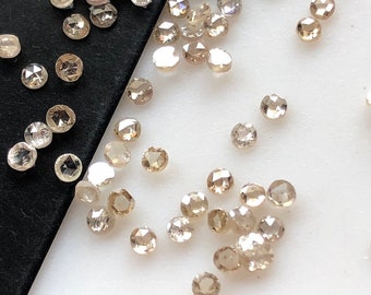 10 stuks kleine zeldzame 1 mm/1,25 mm/1,75 mm/2 mm natuurlijke helder bruin cognac champagne kleur gekalibreerd rond Rose Cut Diamond losse DDS581/2