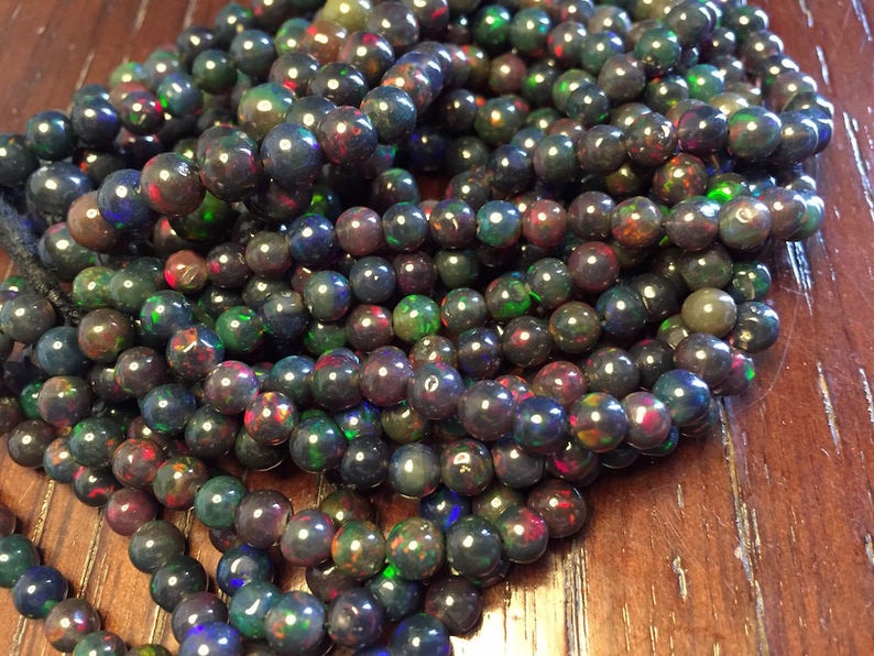 Buy Rare Black Opal Smooth Round Beads Ethiopian Welo Black Opal Online