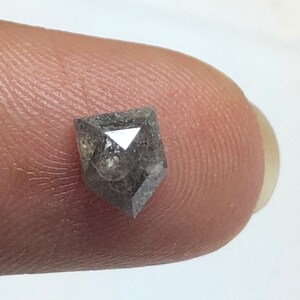 Stock Clearance 0.50CTW/6mm Grey Salt And Pepper Shield Shaped Rose Cut Diamond Loose Cabochon, Faceted Diamond Rose Cut Loose, DDS544/14