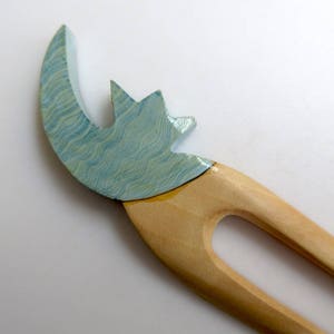 5 piezas de tenedor de pelo de madera, palo de pelo de madera natural, accesorios para el cabello, palo de pelo pintado a mano de luna y estrella, tenedor de pelo de 2 puntas, GDS1042/5