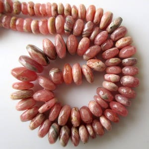 Rhodochrosite Rondelle Beads, Smooth Rondelle Beads, 8mm to 14mm Beads, 16 Inch Strand, GDS657