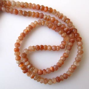 Sunstone Rondelle Beads, Faceted Rondelle Beads, 4mm Gemstone Beads, 13 Inch Strand, GDS648