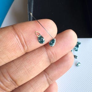 Lab Created Pear Cut Diamond Charm, Drilled/Undrilled, 14k Gold Connector, Blue CVD Diamond, LG66 image 8
