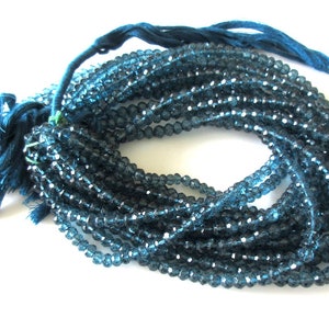 White Topaz Coated Rondelle Beads, London Blue Topaz Color Micro Faceted Rondelle Beads, 4mm Beads, 13 Inches Each, GDS1059