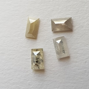 4 Stück 5x3mm/1,24CTW Natur Grau Weiß Baguette Cut Diamanten lose, One Size Facettierte Doppelschliff Baguette Diamanten für Schmuck, DDS684/4