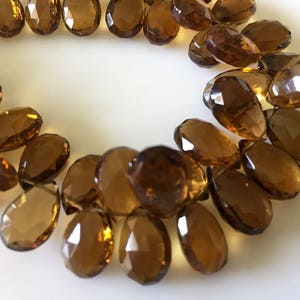 Natural AAA Lemon Quartz Faceted Pear Shaped Briolette Beads, 10x14mm To 7x11mm Beer Quartz Beads, 9 Inch Full Strand Gds792