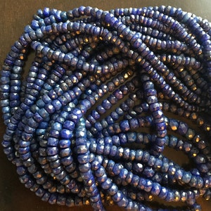 Sapphire Faceted Rondelle Beads, Natural Sapphire Beads, 3mm To 4mm Beads, 16 Inch Strand, Sold As 1 Strand/5 Strands, SKU-SA1