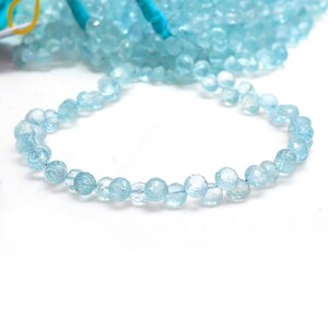 Blue Onion Shaped Faceted Aquamarine Briolette Beads, 4mm/5mm/6mm Blue Aquamarine Beads, 9 Inch Strand, GDS1880