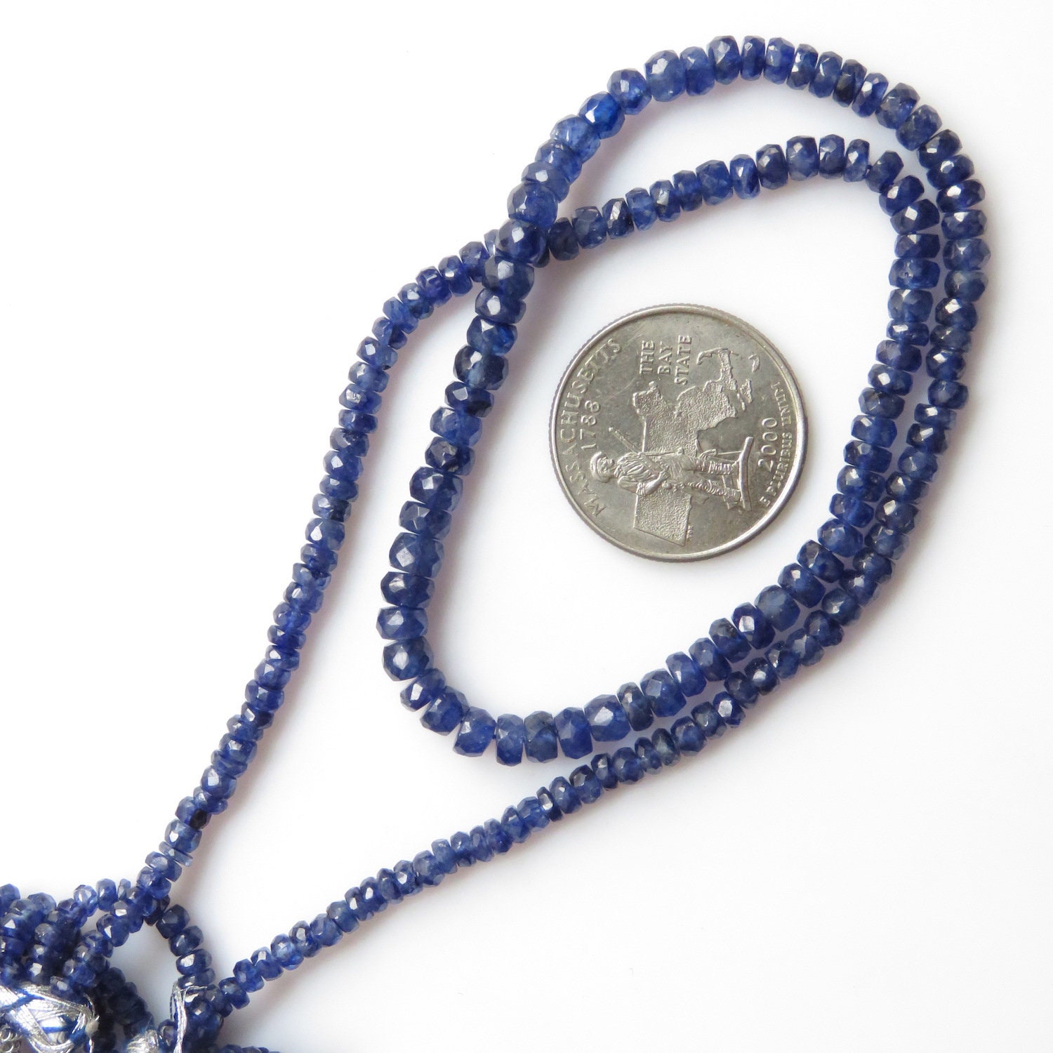 Collier Saphirs Bleus Naturels Rondelles Facettées - Longueur 16 Pouces - Réglable - Neuf