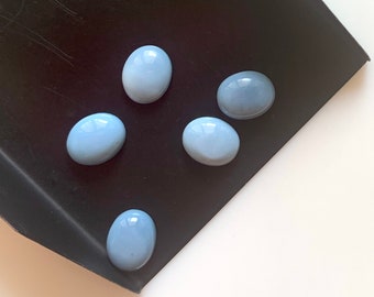 5 Pieces 9x7mm Each Blue Opal Oval Shaped Flat Back Smooth Loose Cabochons GDS1541/1