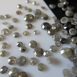 Wholesale 3mm To 4mm Salt And Pepper Rose Cut Diamond Loose Cabochon, Natural Grey Black Faceted Rose Cut Diamond, 10/50/100 Piece, DDS406/2