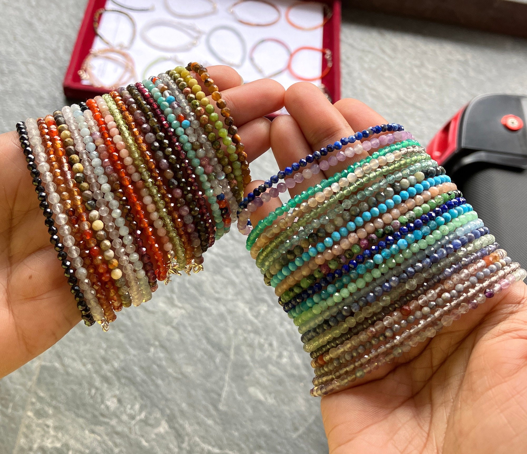 Perline Rondelle Sfaccettate In Pietra Di Luna Multipla ~~2 Fili - Foto 4