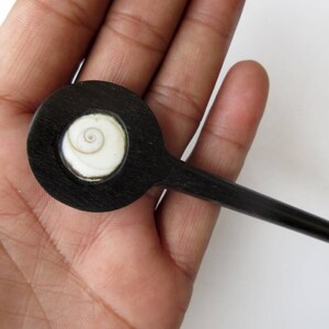 5 Pieces Shiva Eye Hand Carved Ebony Wood Hair Fork, Natural Wood Hair Stick, Wooden Hair Accessories, 1 Prong Hair Fork, GDS1042/6
