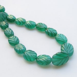 Green Jade Carved Oval Beads, Green Jade Oval Beads, 12mm To 22mm Green Jade Hand Carved Beads, 17 Inch Bead Strand, GDS1414