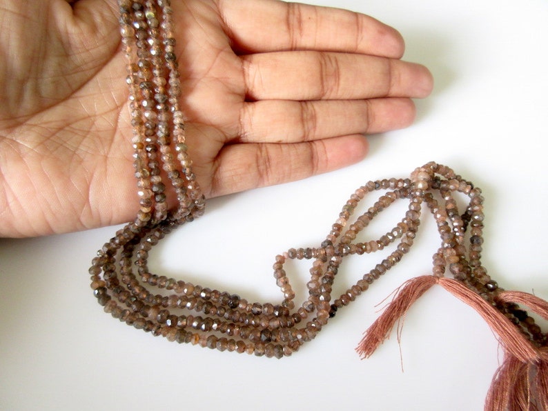 Perle Andalusite da 4 mm, perle Rondelle sfaccettate, perle di pietra preziosa andalusite, filo da 13,5 pollici, SKU-AA21 immagine 4