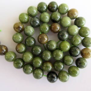Green Jasper Large Hole Gemstone beads, 8mm Green Jasper Smooth Round Mala Beads, Drill Size 1mm, 15 Inch Strand, GDS585