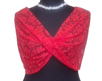 Lace tube scarf, criss cross wrap, Plus size
