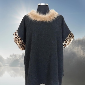 Plus size fur poncho online