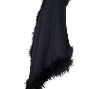Luxury Gothic Shimmery Shawl Wrap with Fur Trim image 9