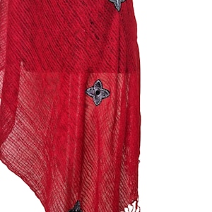 Red chenille hand woven scarf, shawl-Mother's day gift image 6