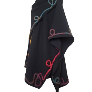 (embellished, rainbow cord trim, handmade, ruana, poncho, plus size).