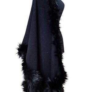 Luxury Gothic Shimmery Shawl Wrap with Fur Trim image 8