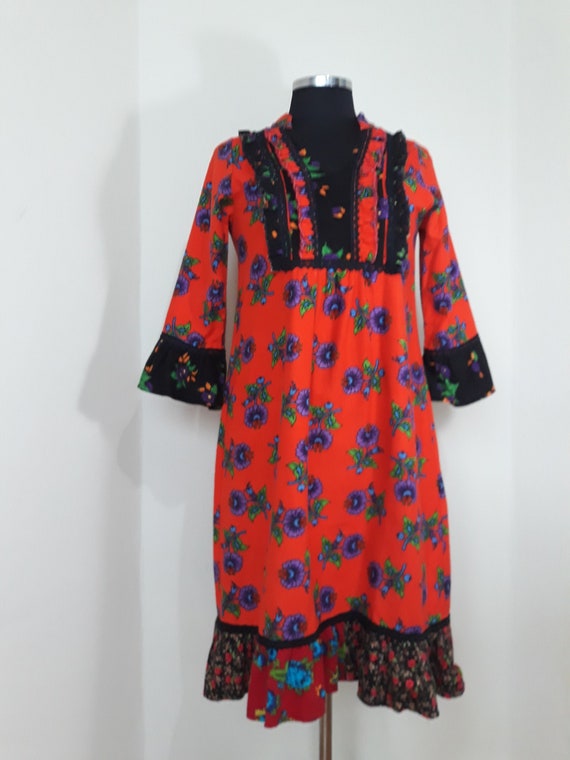 Womens Comfy Loose Dress Floral Print Ruffle Dres