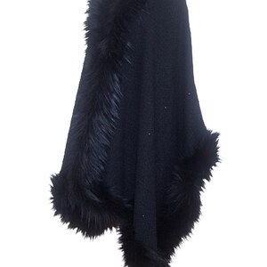 Luxury Gothic Shimmery Shawl Wrap with Fur Trim image 12