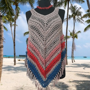 Handmade crochet dress made of 100% soft cotton, material stretch
