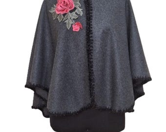 Capa corta de alpaca gris, Chal - Talla única