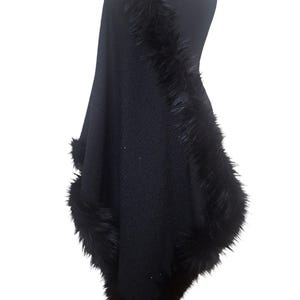 Luxury Gothic Shimmery Shawl Wrap with Fur Trim image 13