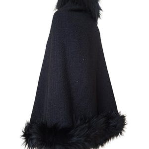 Luxury Gothic Shimmery Shawl Wrap with Fur Trim image 10