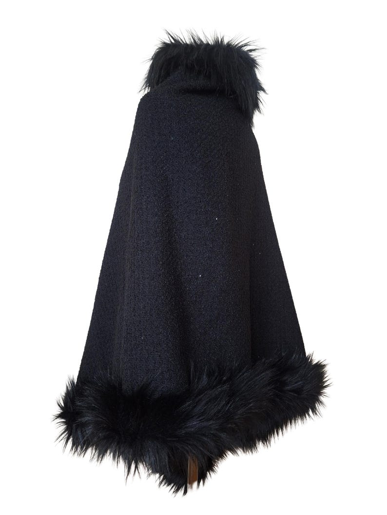 Luxury Gothic Shimmery Shawl Wrap with Fur Trim image 10