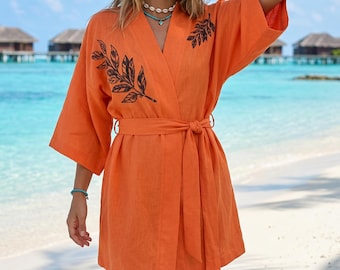 Oversized Gauze Muslin Kimono Jacket, Boho Cotton Beach Cover Up