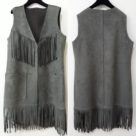 plus size fringed waistcoat