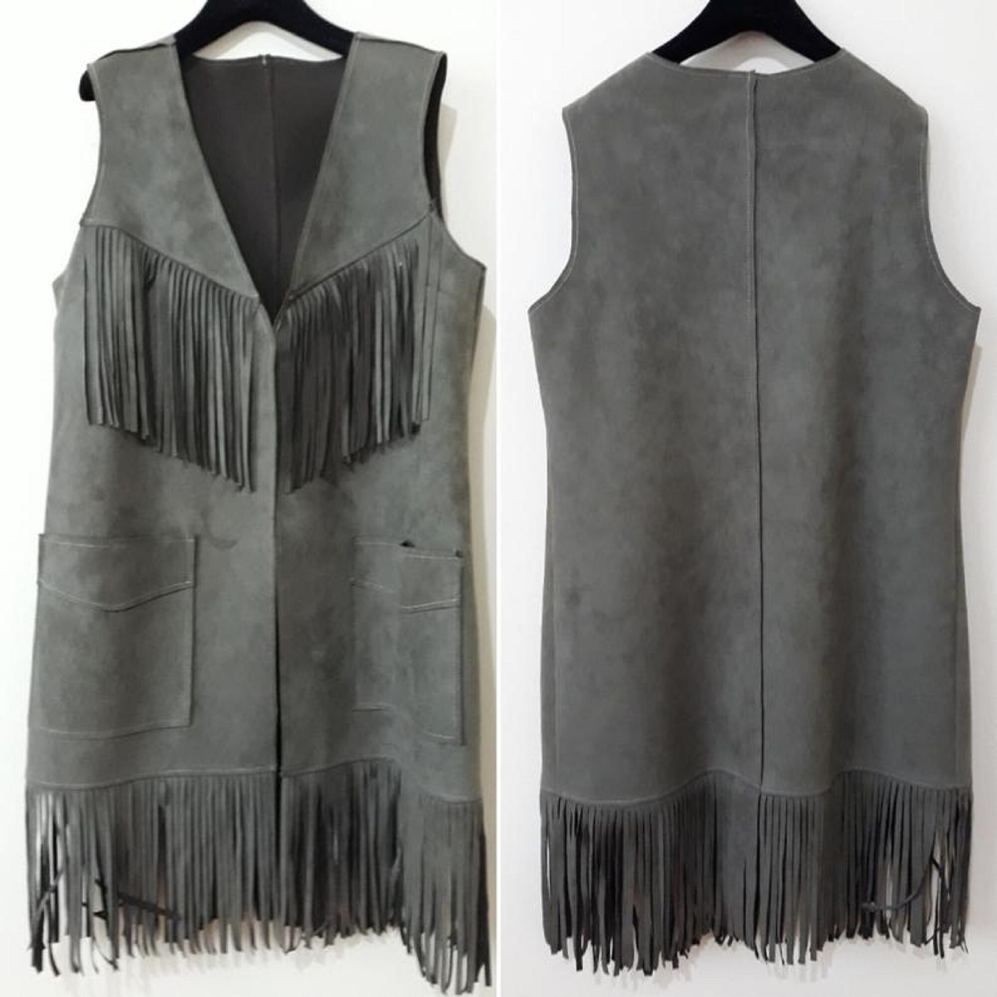 plus size fringed waistcoat