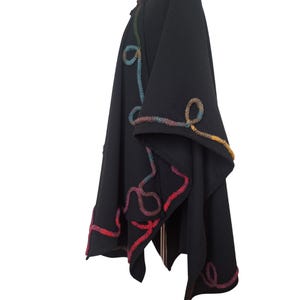 embellished, rainbow cord trim, handmade, ruana, poncho, plus size.