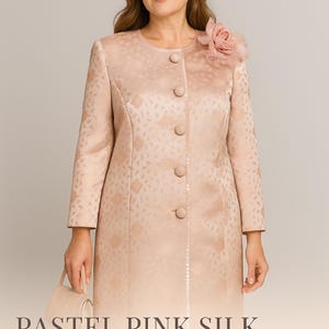 Pastel Pink Silk Brocade Blazer, Jacket - Size-US -M/L