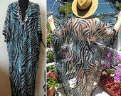 Long  boho kimono jacket- Animal print beach cover-up- Tassel kimono cardigan