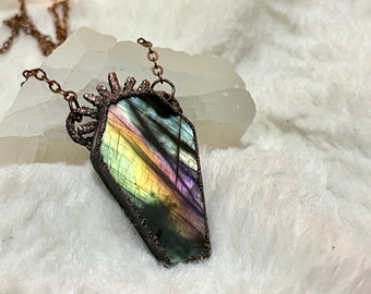 Electroformed Labradorite Coffin Necklace