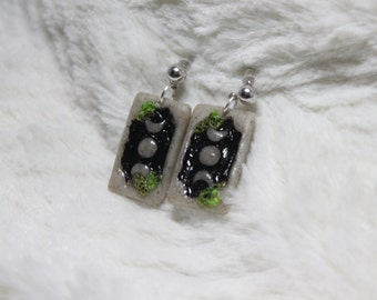 Mossy Stone Moonphase Tablet Earrings