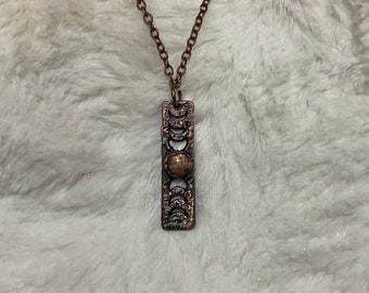 Electroformed Moonphase Bar Necklace with Sunstone