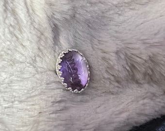Sterling Silver Amethyst and Moon Phase Ring
