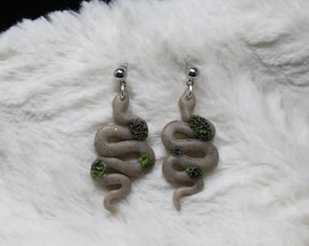 Mossy Stone Snake Earrings